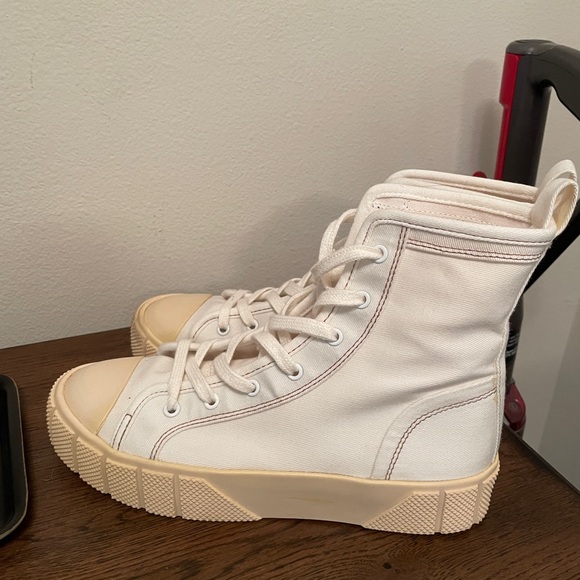 Zara White Canvas High-Top Sneakers - Picture 3 of 7